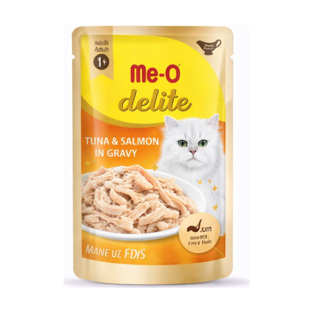 Me-O Adult Wet Cat Food Tuna With Salmon In Gravy