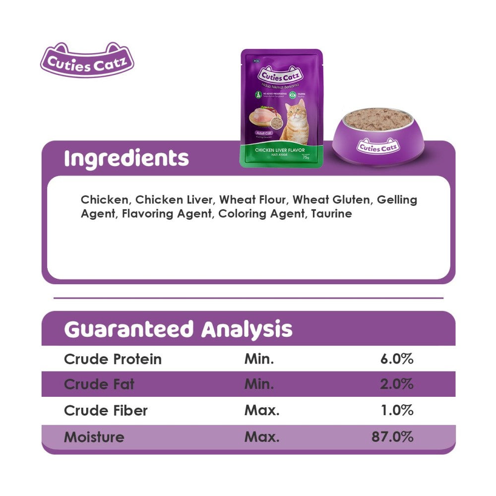 Cuteis Catz Adult Wet Food Pouch Chicken Liver Flavour