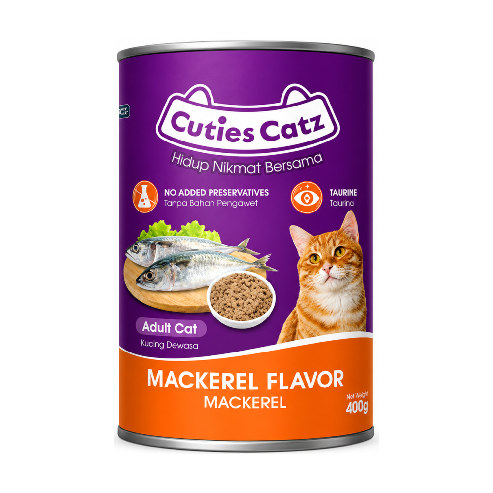 Cuties Catz Adult Wet Cat Food Can Mackerel Flavor