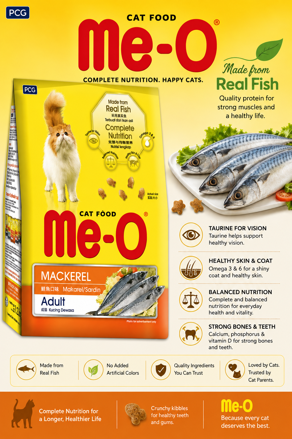 Me O Mackerel Adult Cat Dry Food - 20Kg