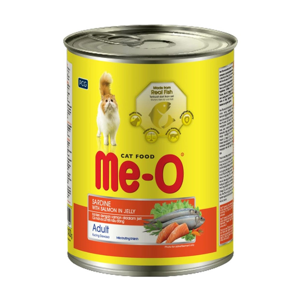Me-O Adult Wet Cat Food Can Sardine With Salmon In Jelly