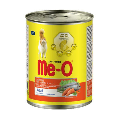 Me-O Adult Wet Cat Food Can Sardine With Salmon In Jelly