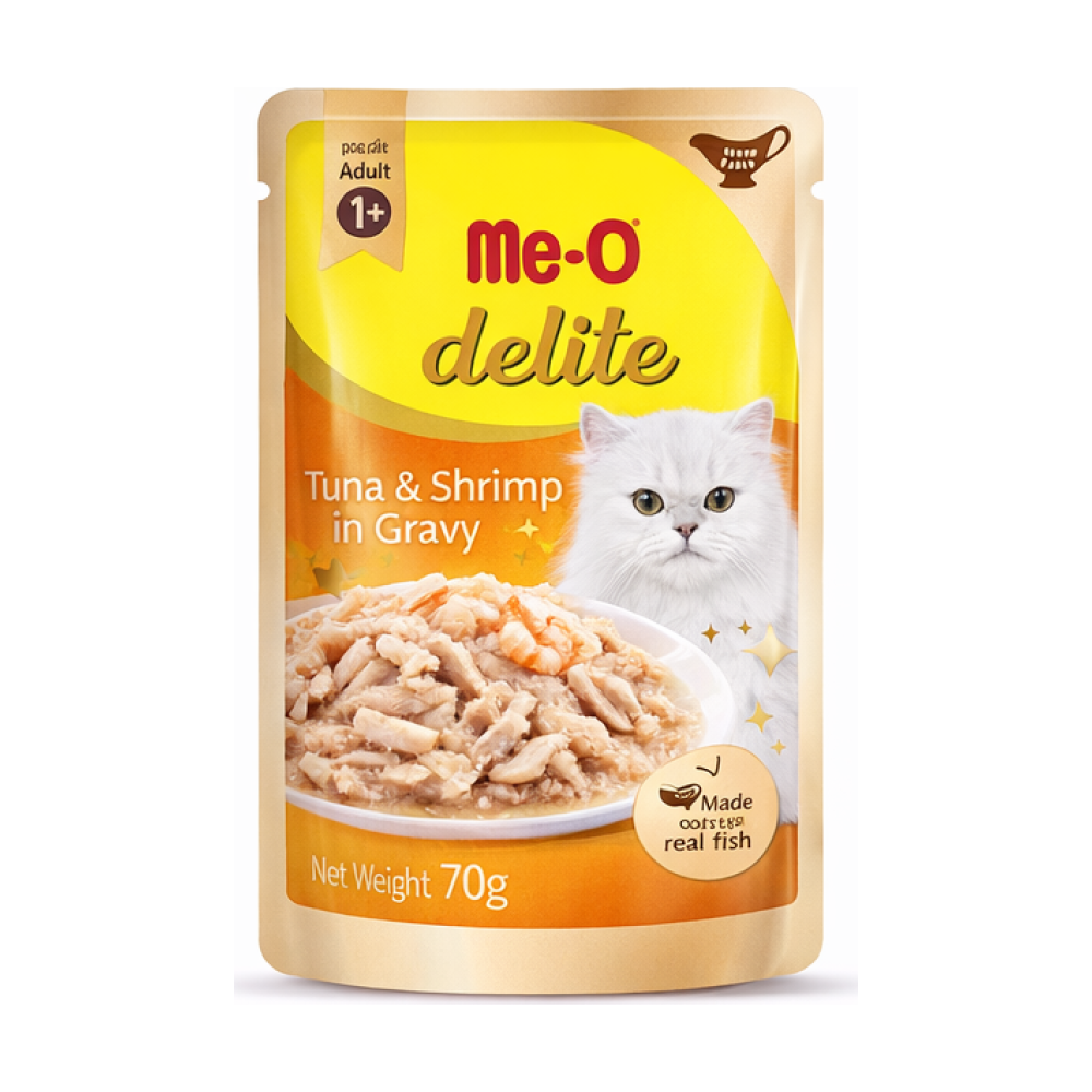 Me-O Adult Wet Cat Food Tuna With Shrimp In Gravy Flavor
