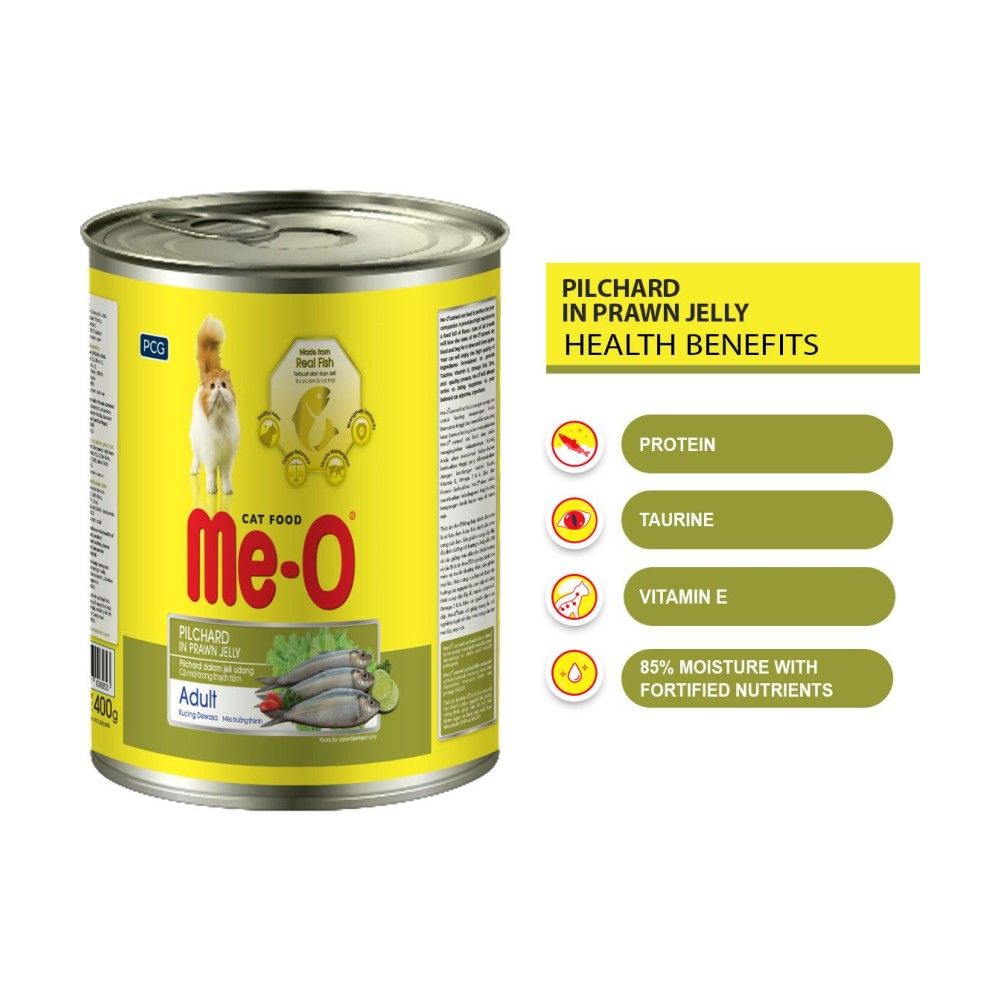 Me-O Adult Wet Cat Food Pilchards in Prawn Jelly