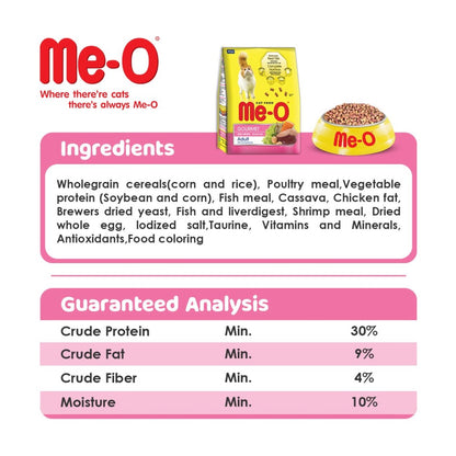 Me-O Adult Dry Cat Food Gourmet Flavor