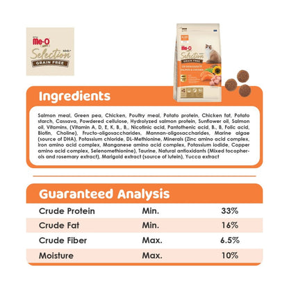 Me-O Gold | Selection Grain Free Salmon & Chicken | Dry Cat Food